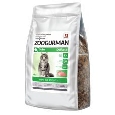 Полнорационный сухой корм для взрослых кошек Zoogurman, Delicate. Индейка. 2,5 кг